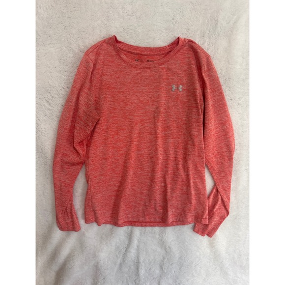 Under Armour HeatGear Long Sleeve Athletic Shirt Womens Medium Coral - Picture 1 of 3